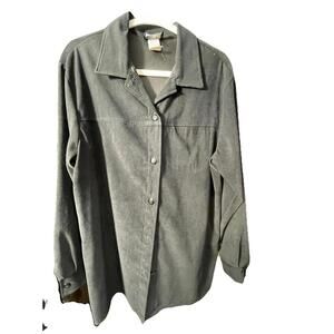 First Option Tunic Button Up Long Sleeve Shirt Women’s Medium Black VTG